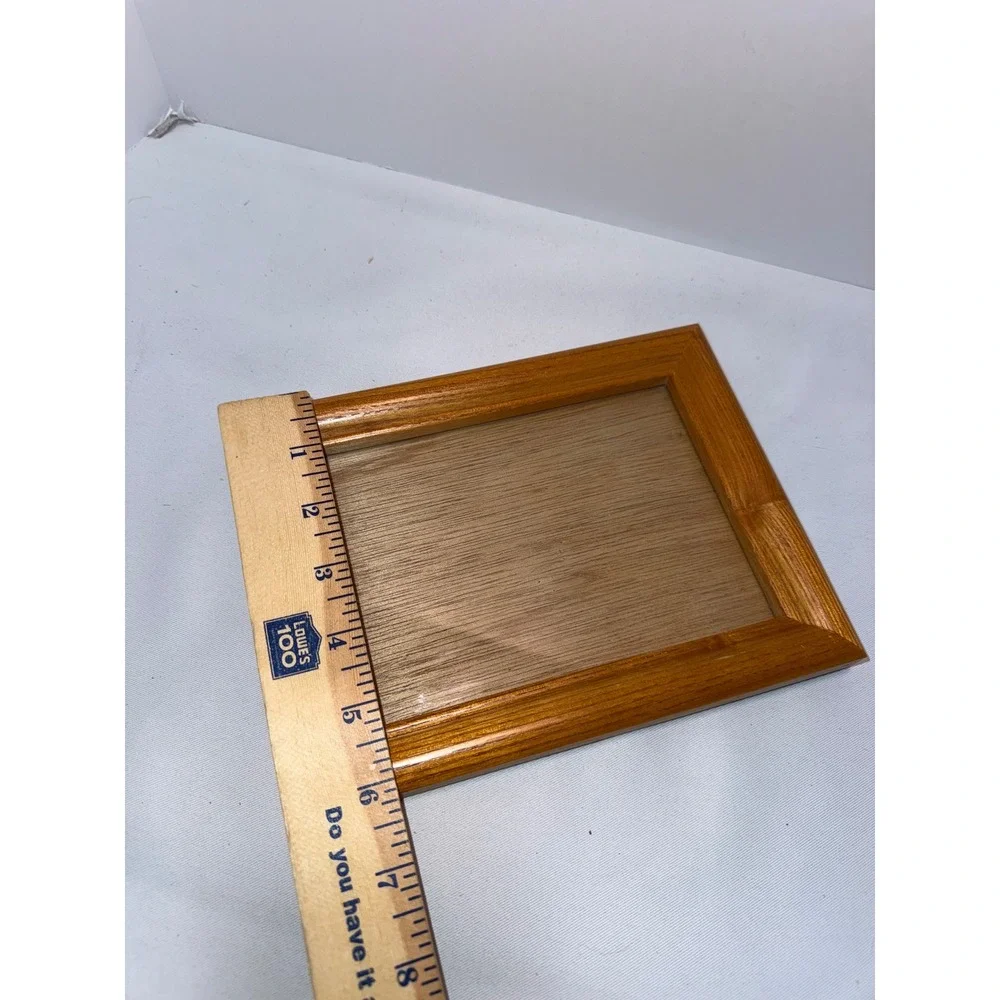 Vintage Honey Oak Wood Picture Frame 5x7 Tabletop Display Beveled Edge Glass